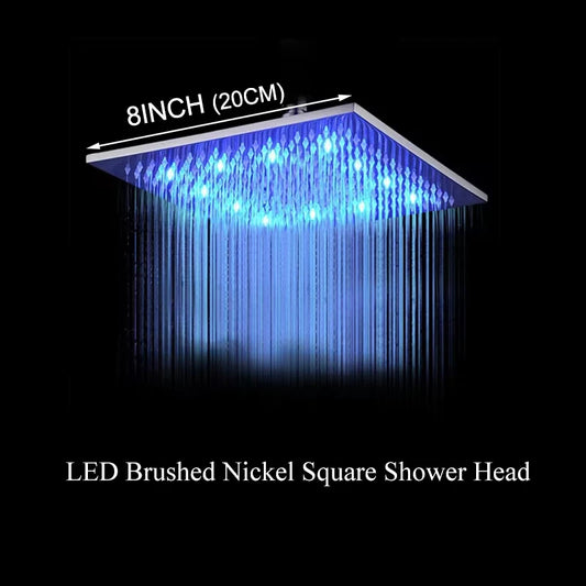 Wanmivezlo LED Color Changing Rainfall Square Brass Shower Head