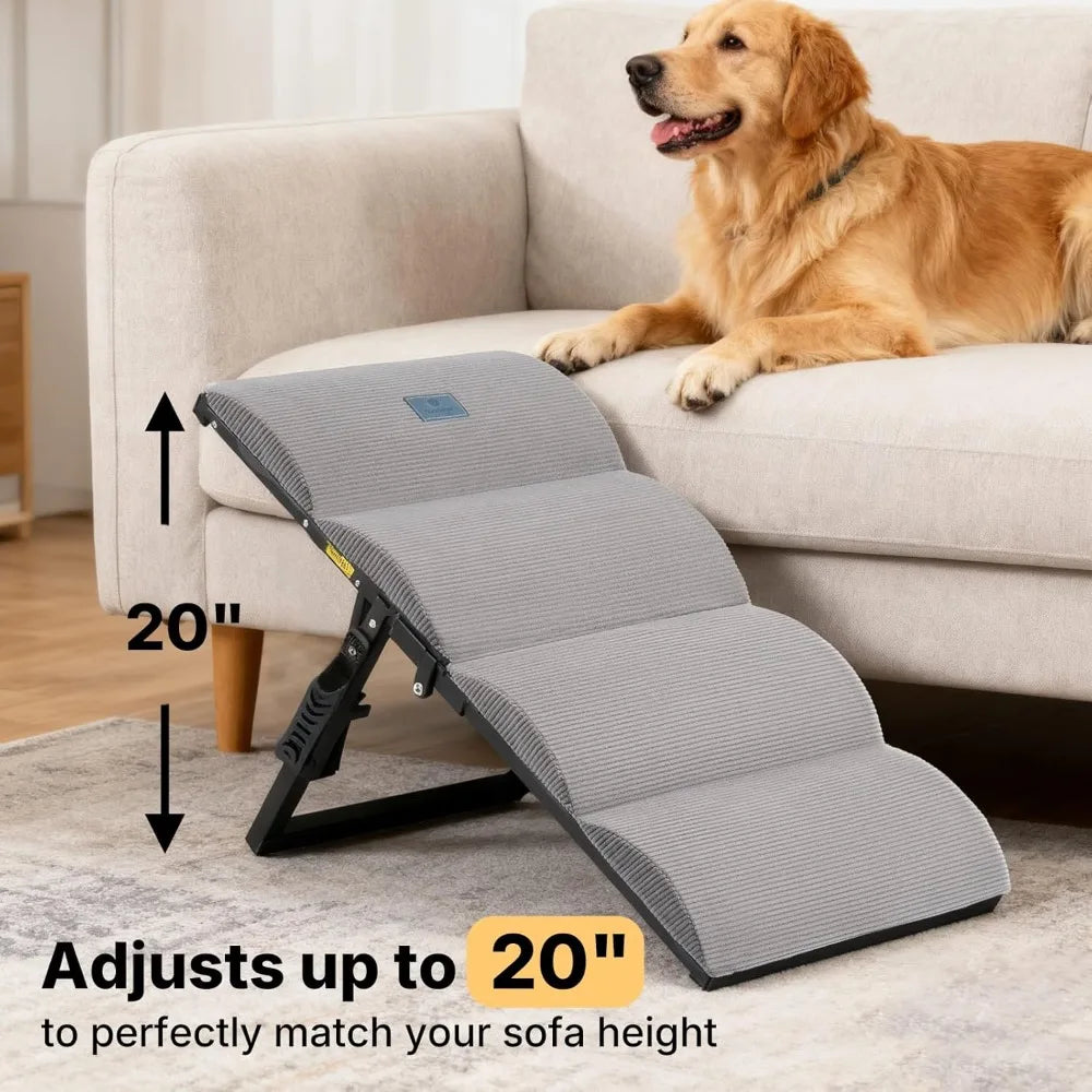 Height Adjustable Foldable Dog Ramp for Bed and Couch