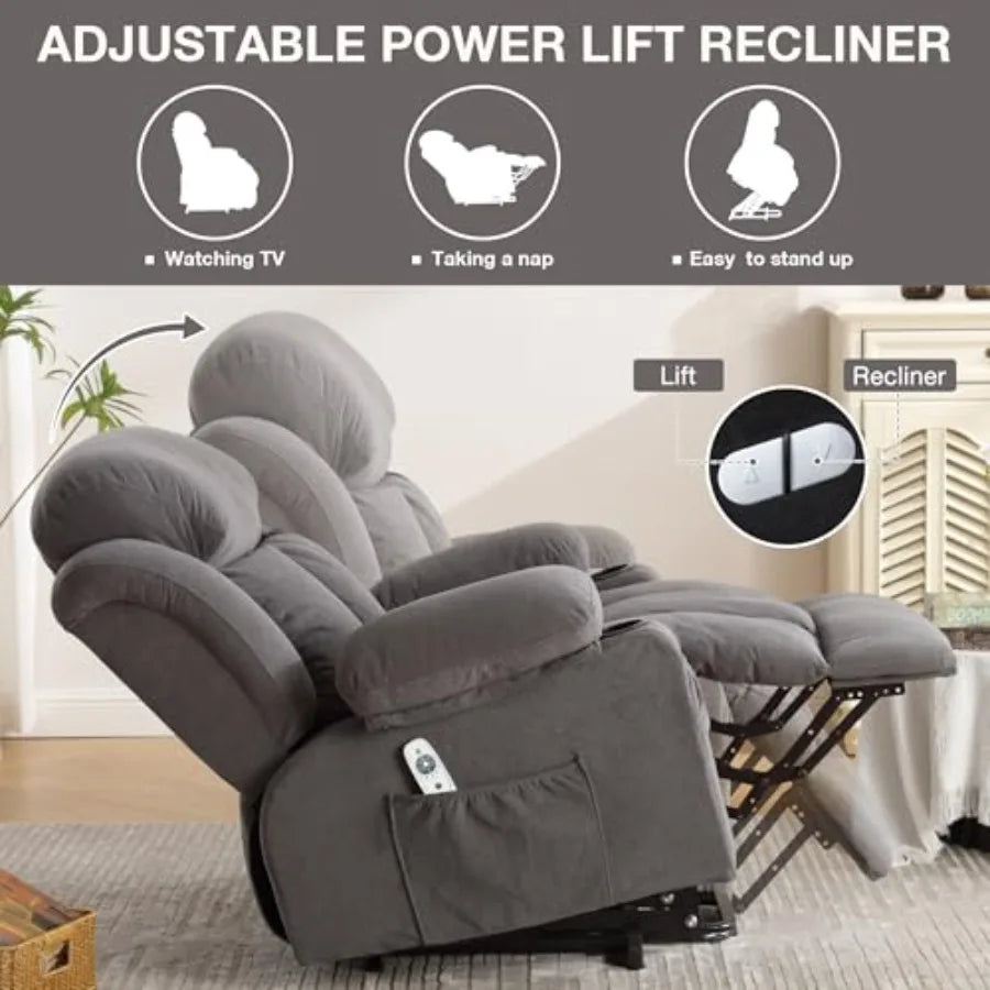 Power Lift Recliner Chair With Vibration Massage And Lumbar Heating