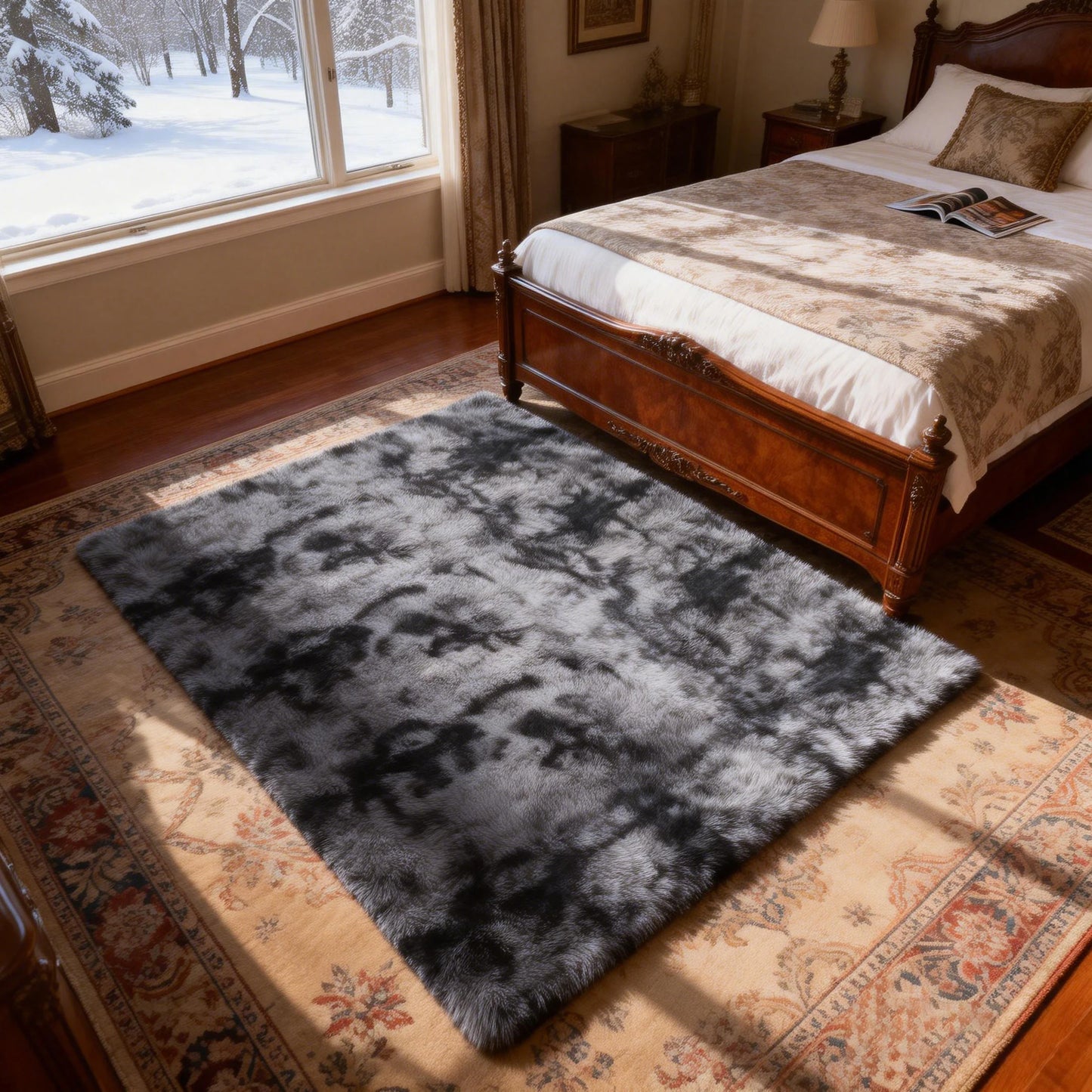 Machine Washable Shag Rug For Living Room And Bedroom Decor