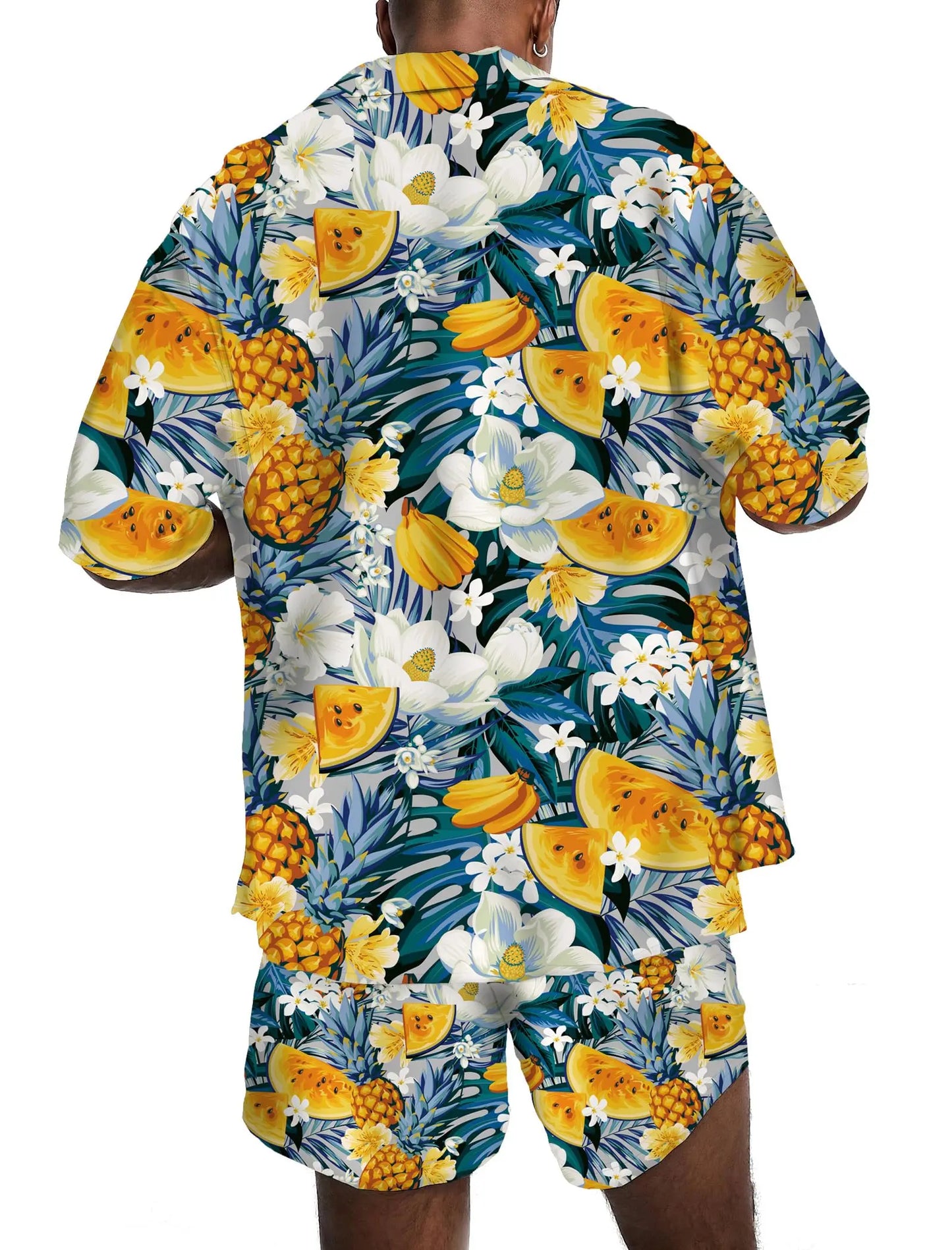 KYKUCN Men Summer Short Sleeve Button Down Beach Shirt Set