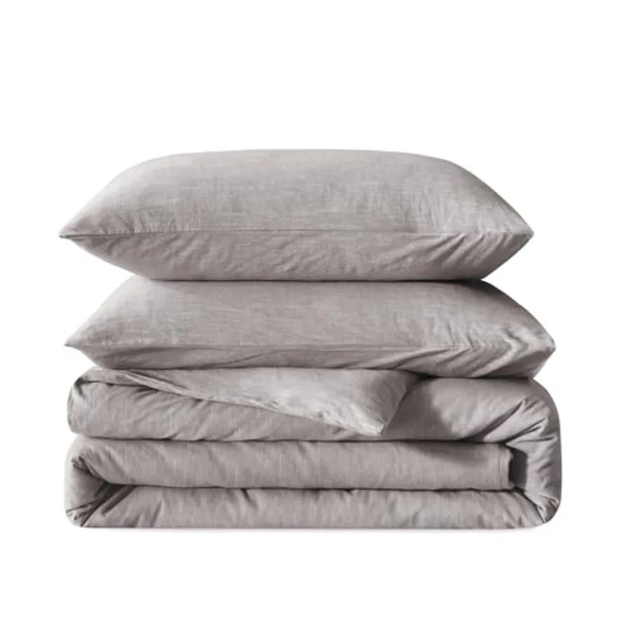 Linen Duvet Cover Set Cotton Linen Blend Jacquard Bedding