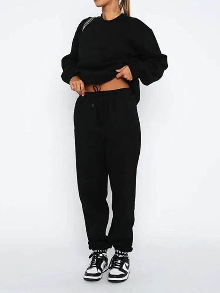 KANSOON Two Piece Long Sleeve Sweatsuit Pants Set For Women