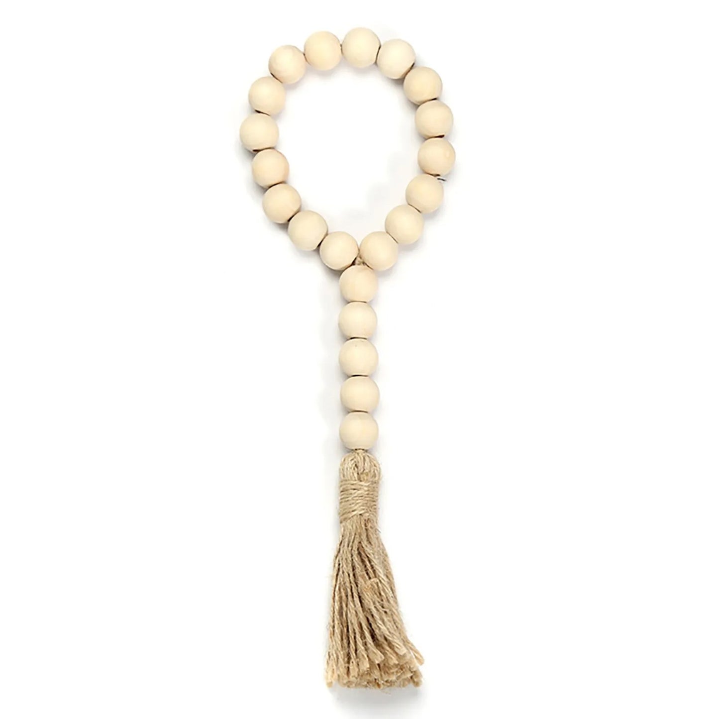 Handmade Rustic Wood Bead Garland With Tassels Wall Decor