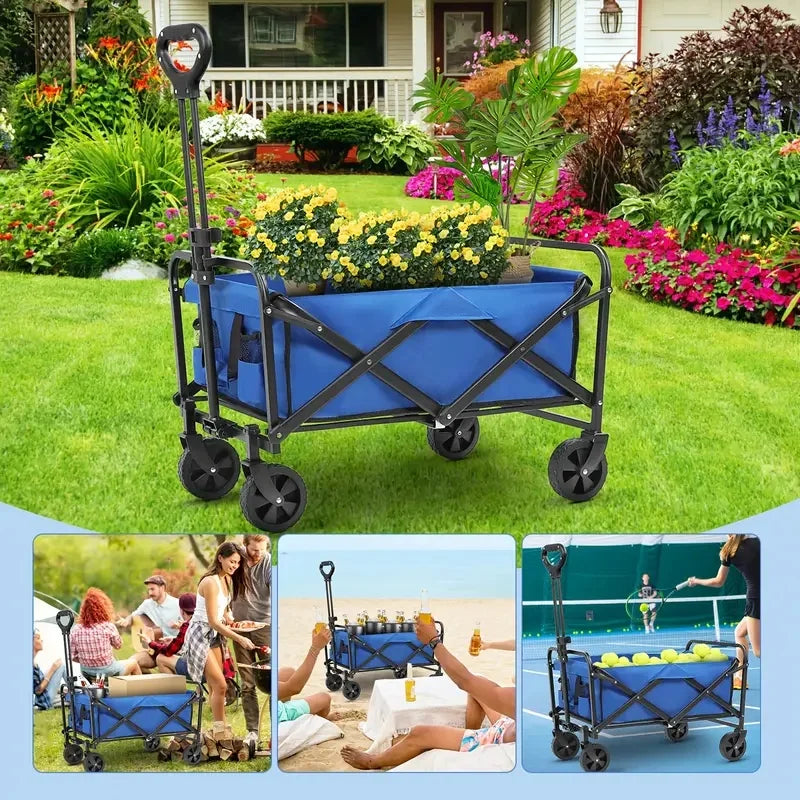 Multifunctional folding outdoor garden trolley, 650 lbs load capacity, suitable for beach, lawn, camping