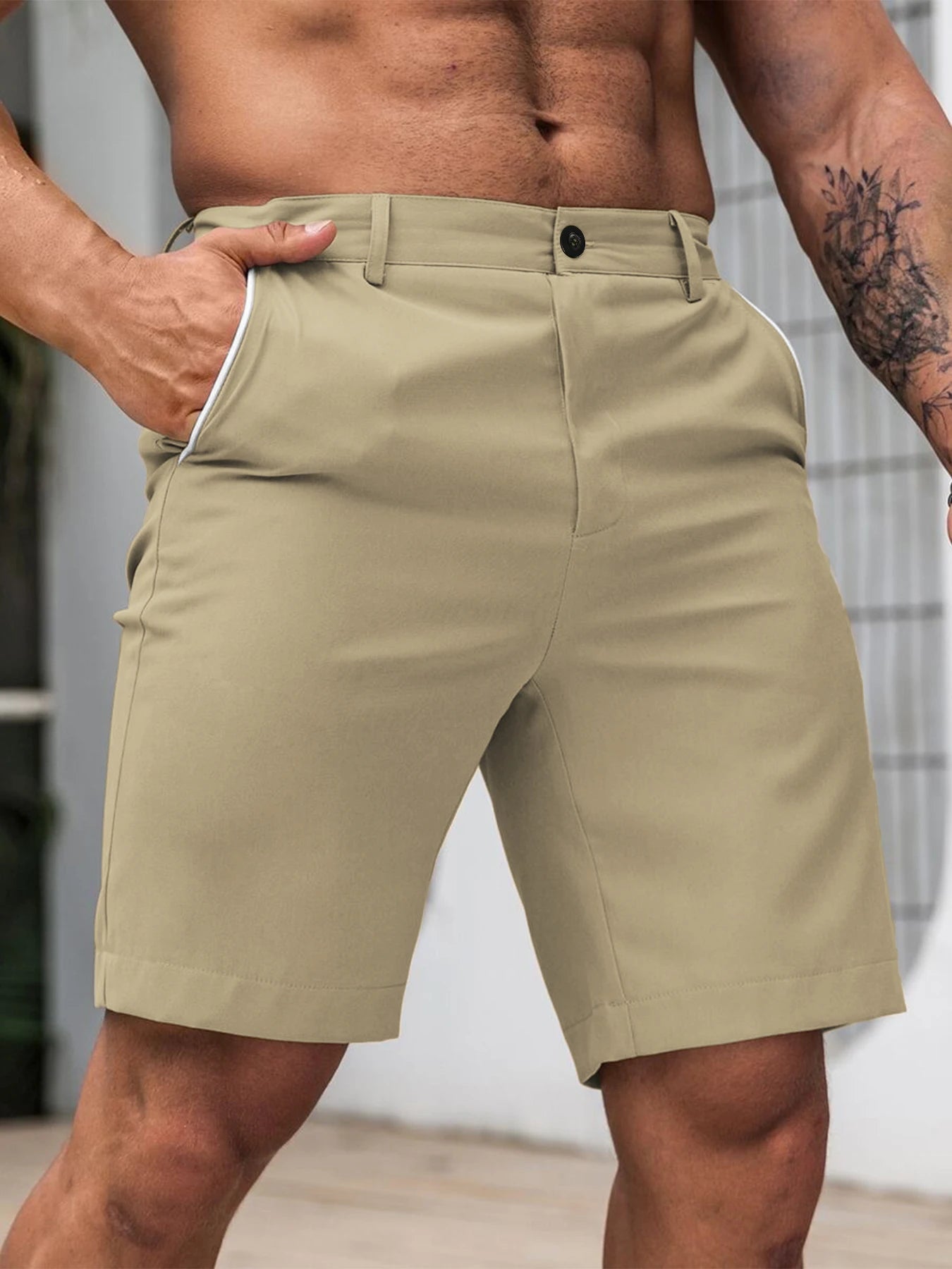 Men Stretch Golf Shorts Polyester For Hiking And Summer Wear