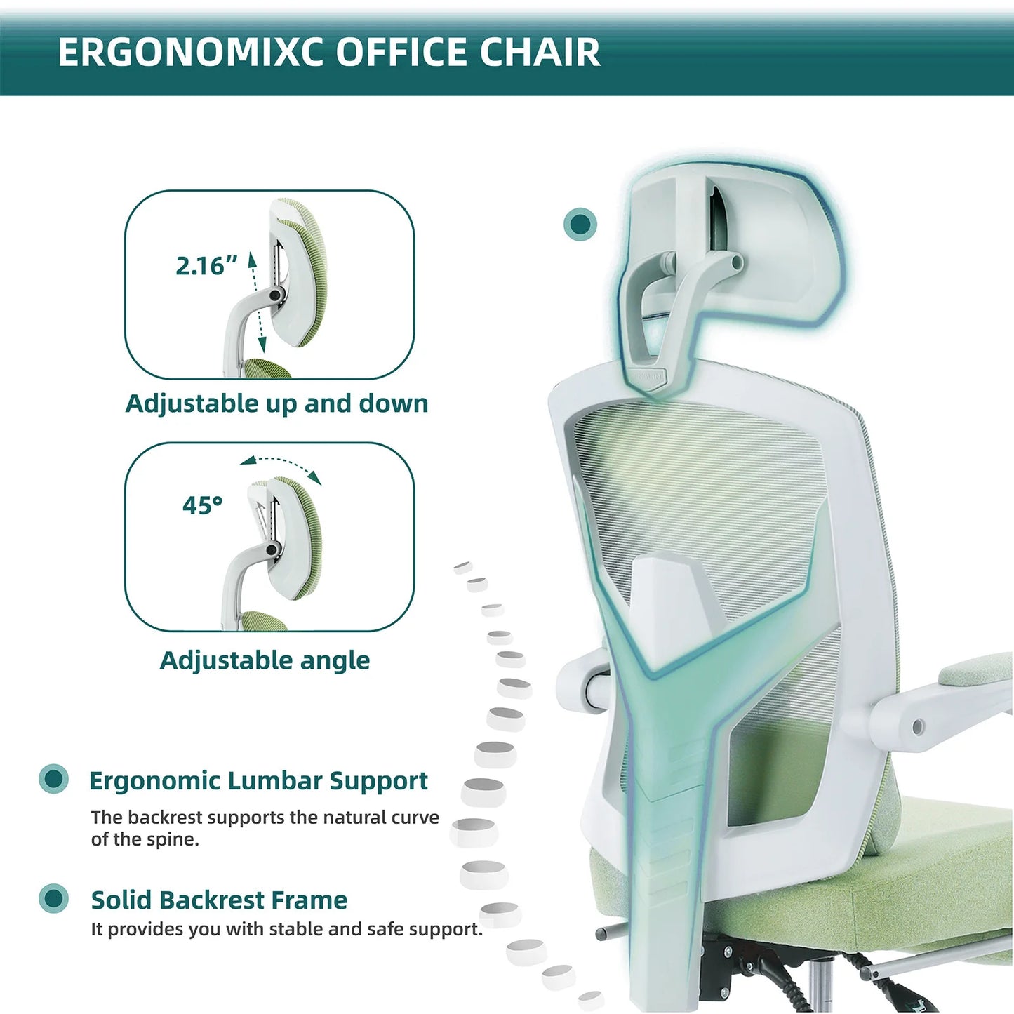 JHK Ergonomic Reclining High Back Mesh Computer Chair