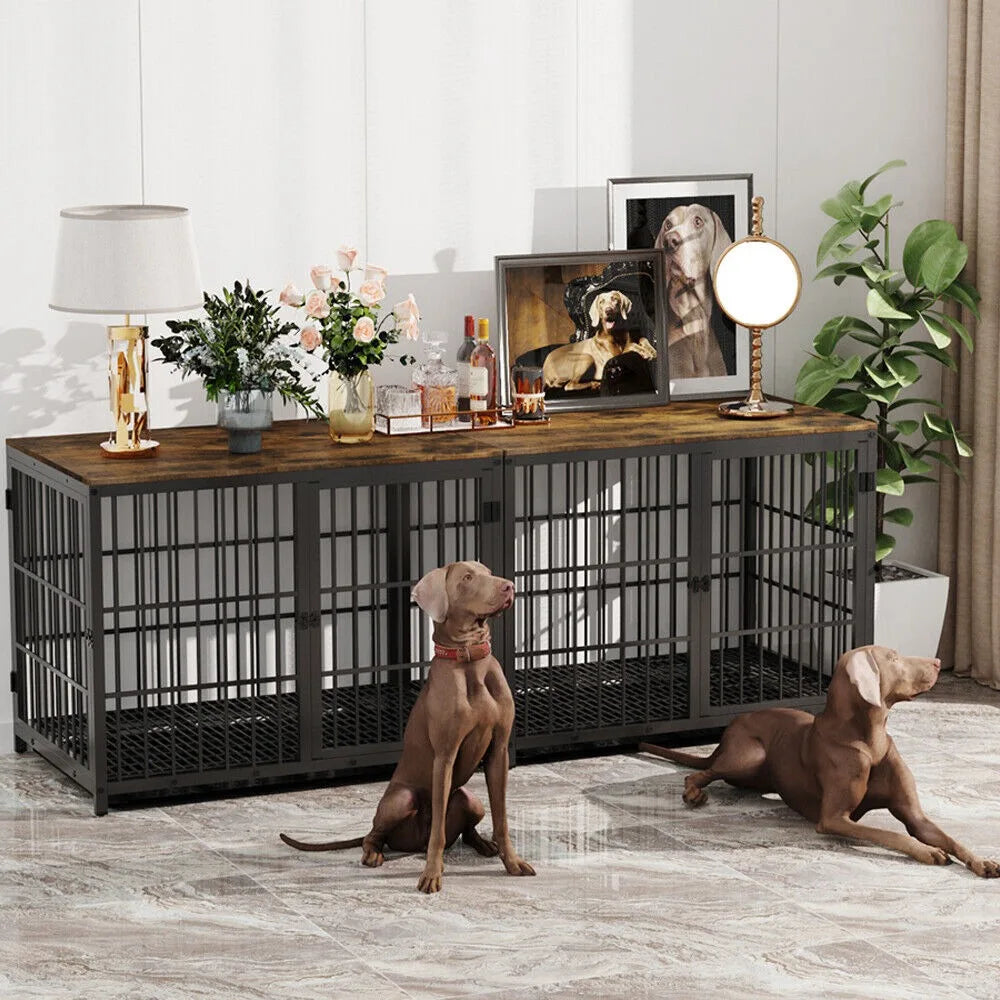 Large Luxury Dog Crate Furniture with 3  Doors