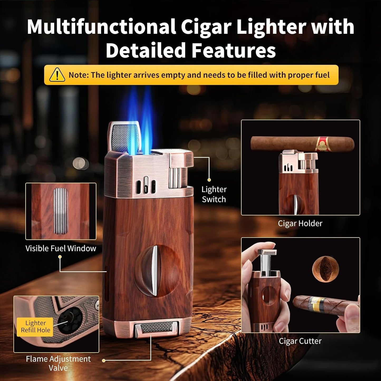 Portable 8 Cigar Travel Humidor Case With Humidity Control