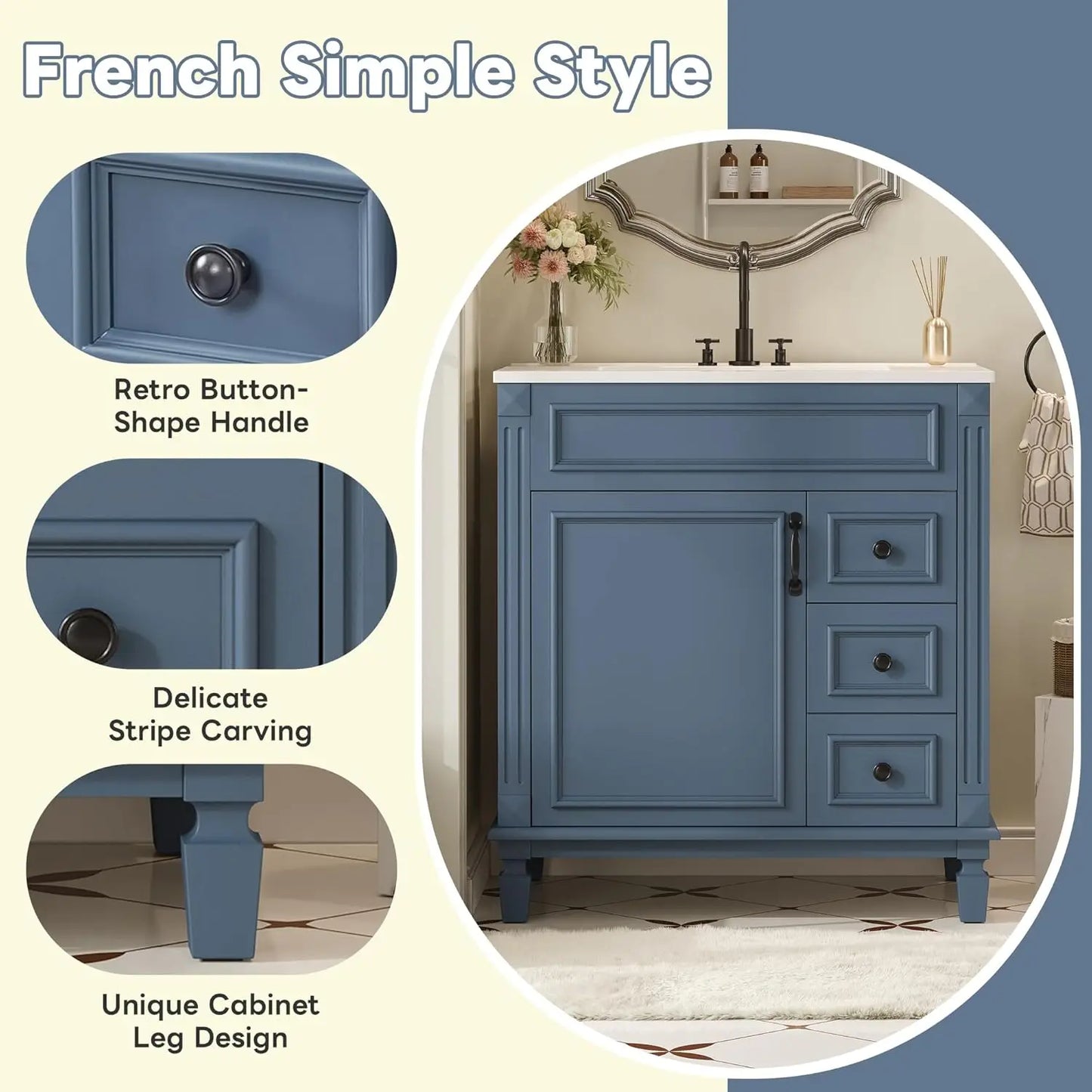 Modern Bathroom Vanity Cabinet With Single Sink And Towel Bar