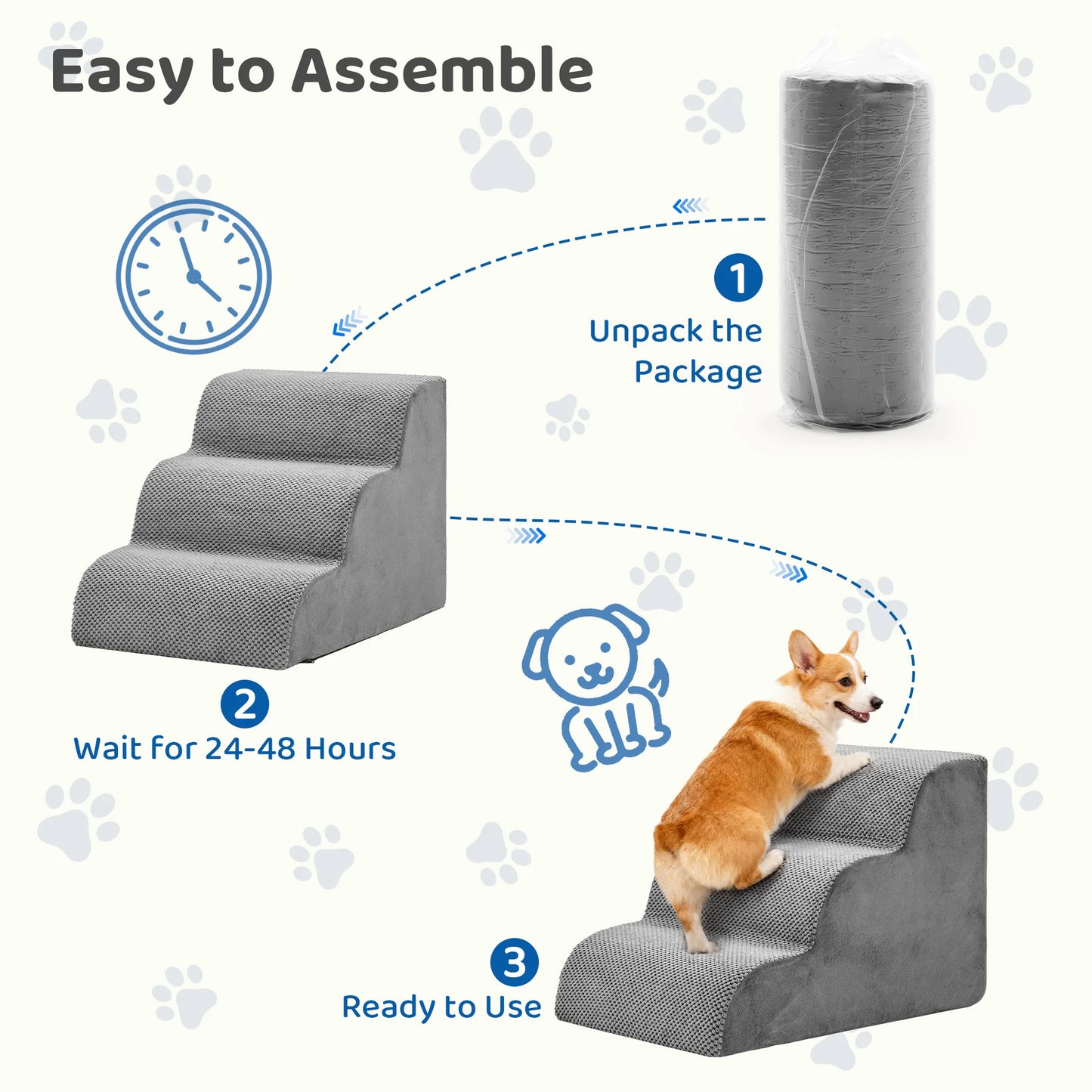 Curved Foam Pet Stairs for Dogs & Cats
