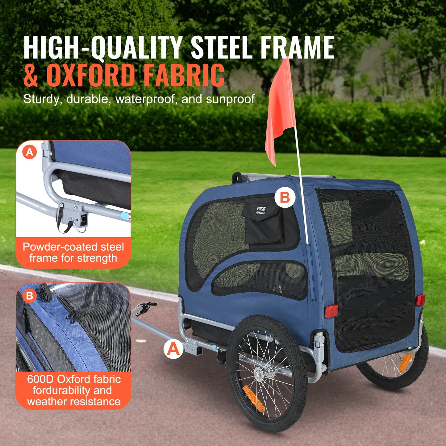 Pet Bicycle Trailer Carrier With Coupler Reflectors And Flag
