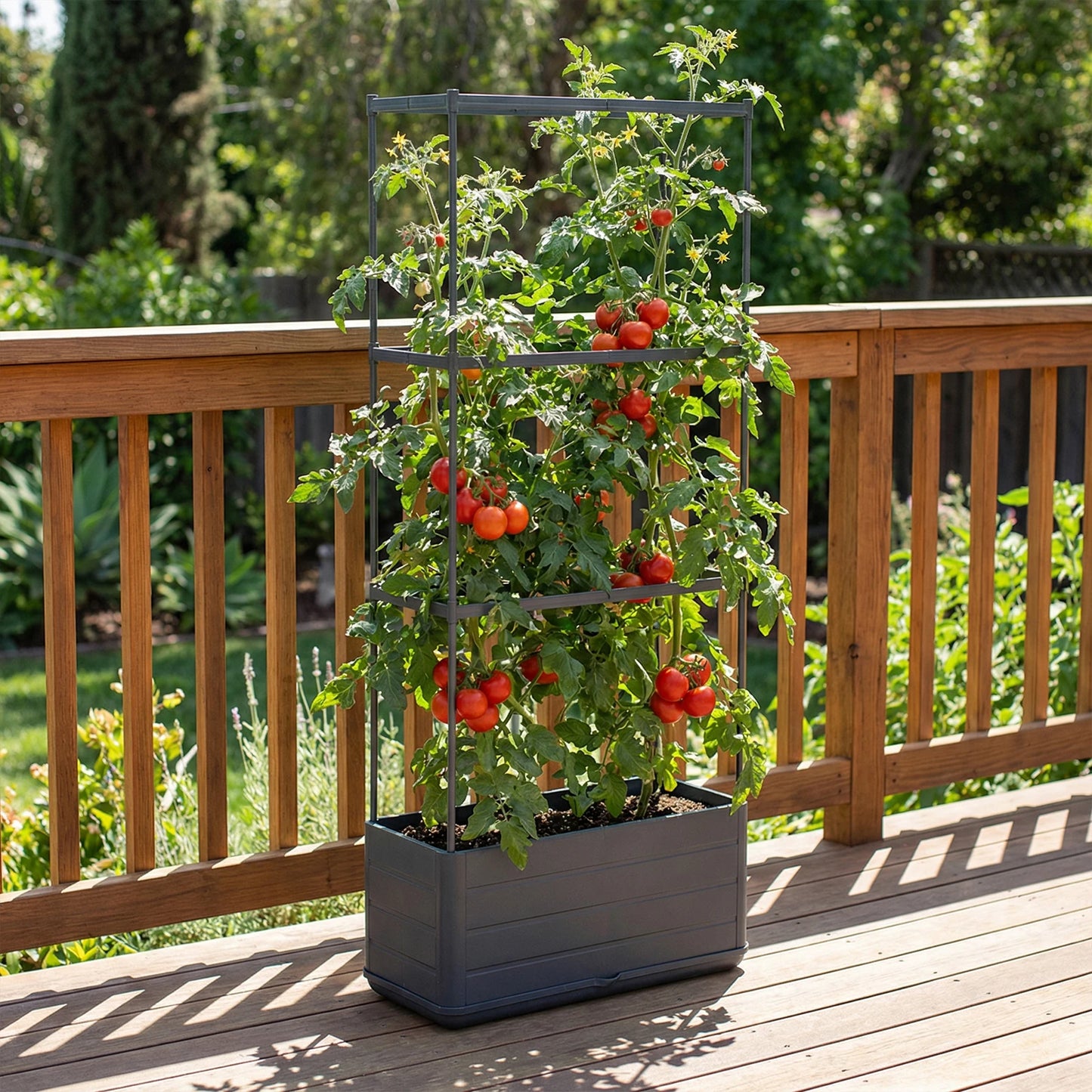 Raised Garden Bed Planter With Trellis Self Watering For Tomatoes