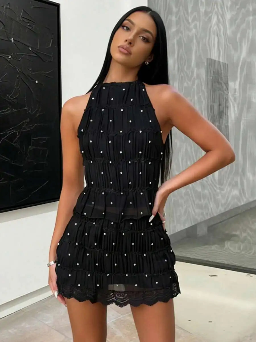 Women's 2 Piece Halter  Top And Mini Skirt Set