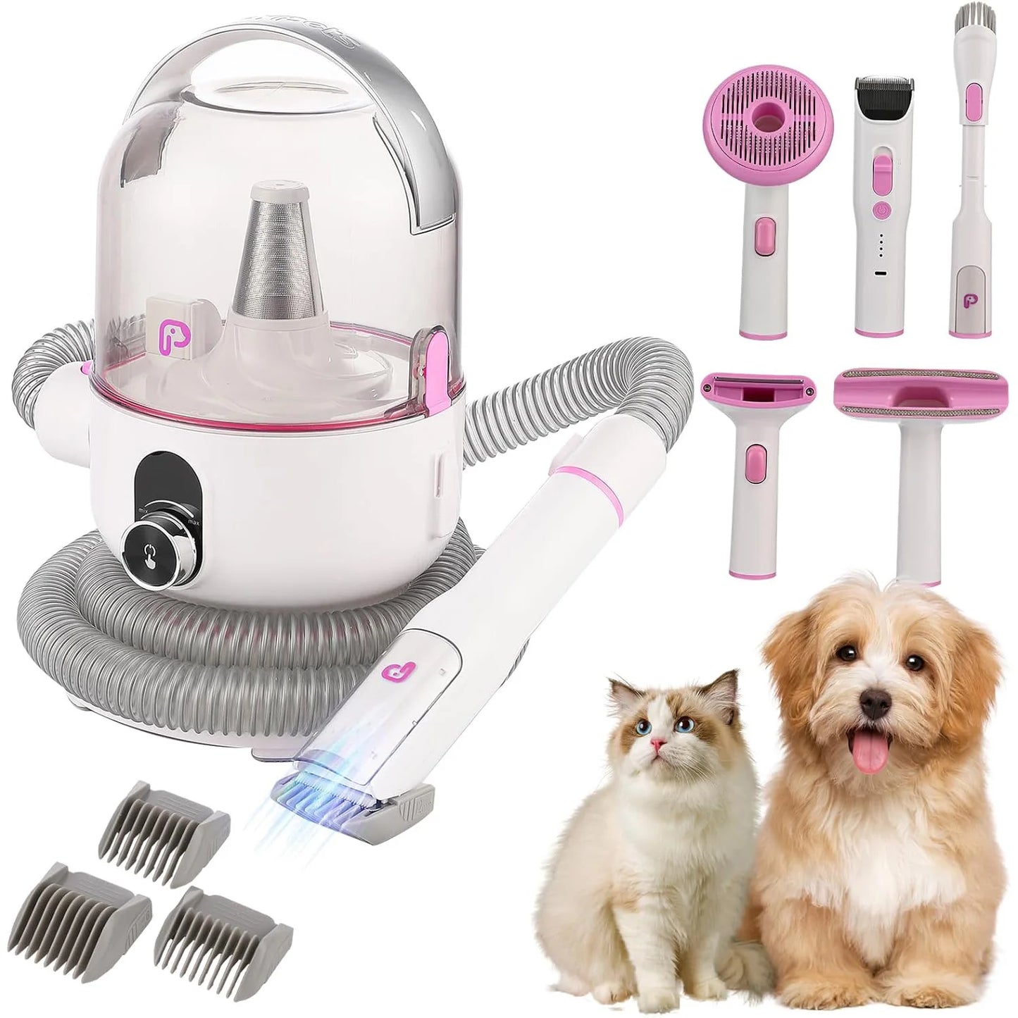 HiMISS Quiet Pet Grooming Vacuum Kit With 5 Tools For Dogs Cats