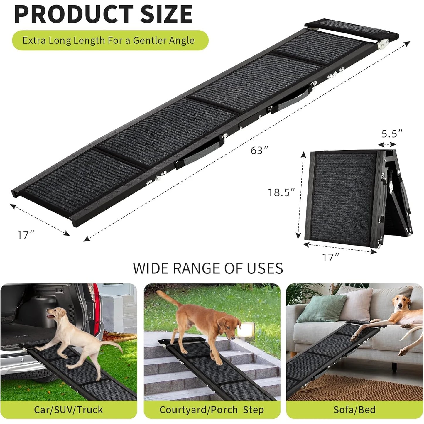 HiMISS Upgraded Folding Pet Ramp for Large Dogs Non Slip
