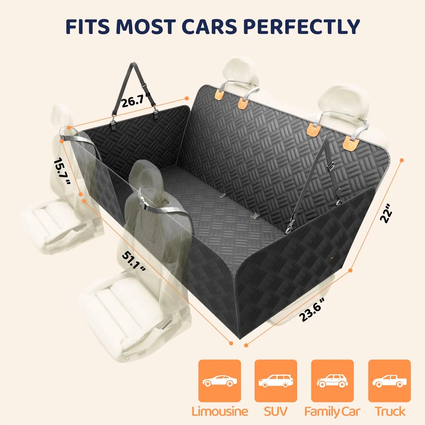 Rear Seat Extender For Dogs With 400 Pound Load Bearing
