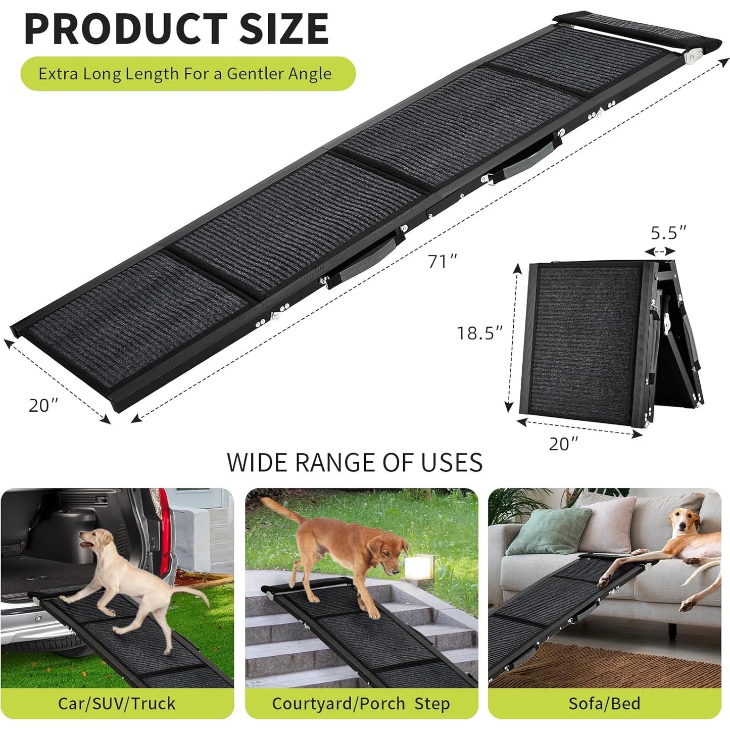HiMISS Upgraded Folding Pet Ramp for Large Dogs Non Slip