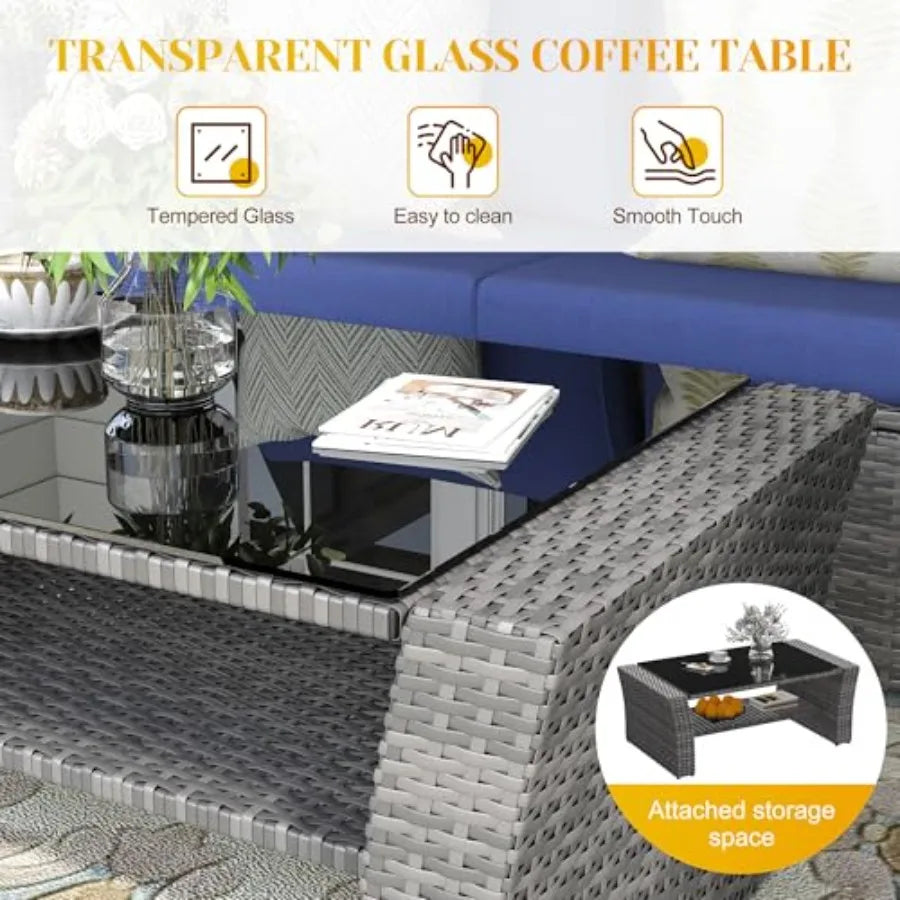 4-Piece All Weather Wicker Rattan Seating Set with Cushions