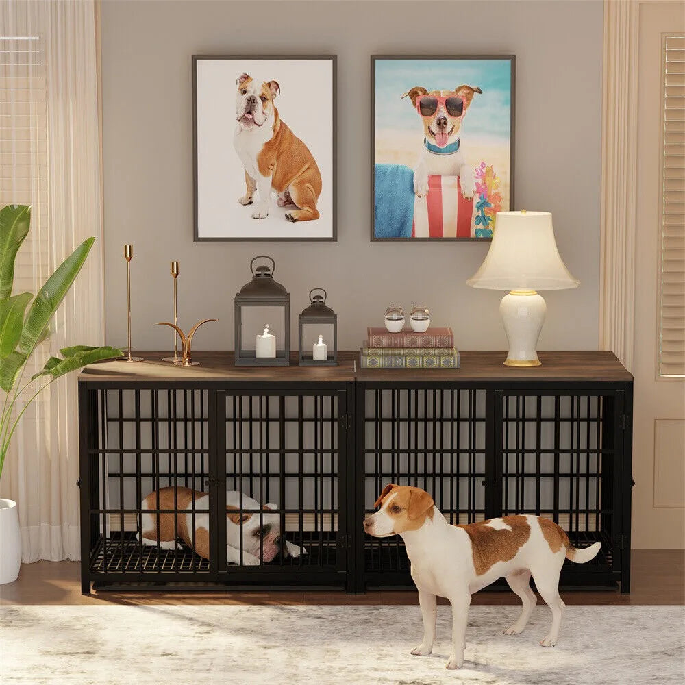 Large Luxury Dog Crate Furniture with 3  Doors