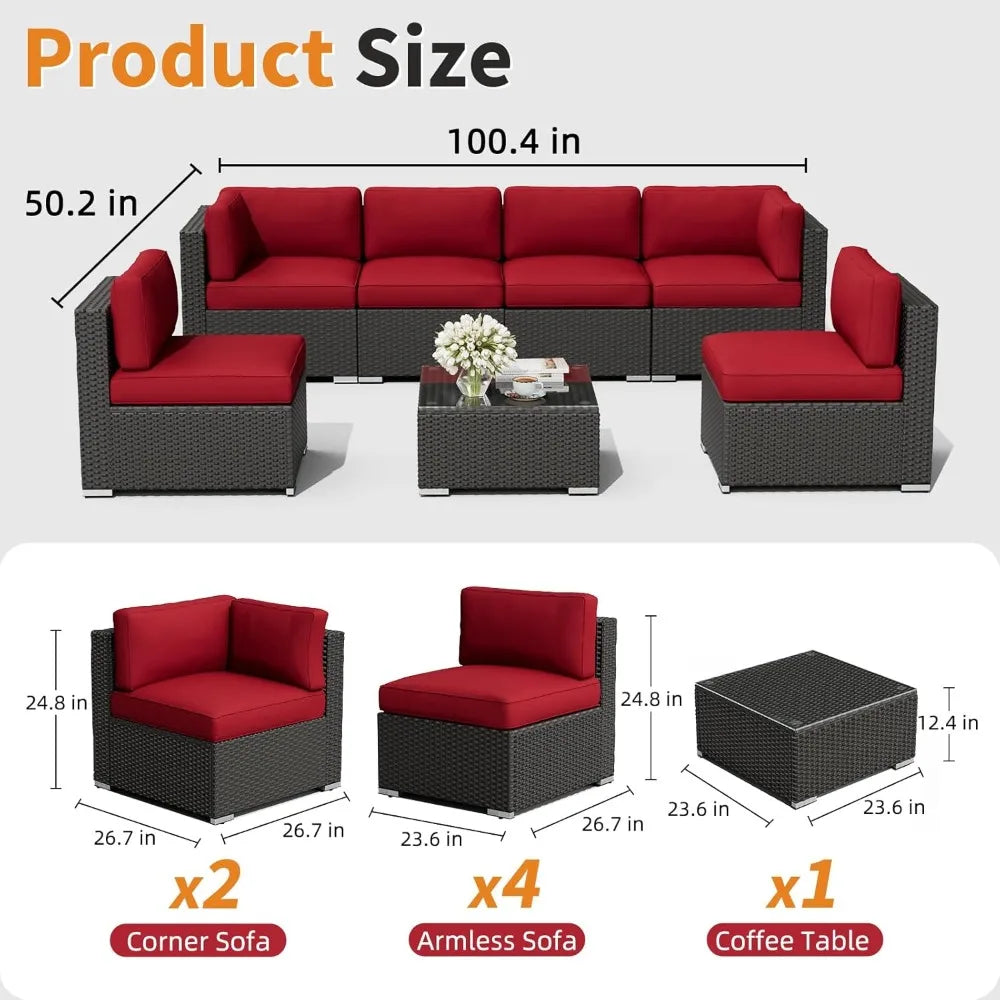 Outdoor Rattan Wicker Patio Sofa Set With Glass Top Table