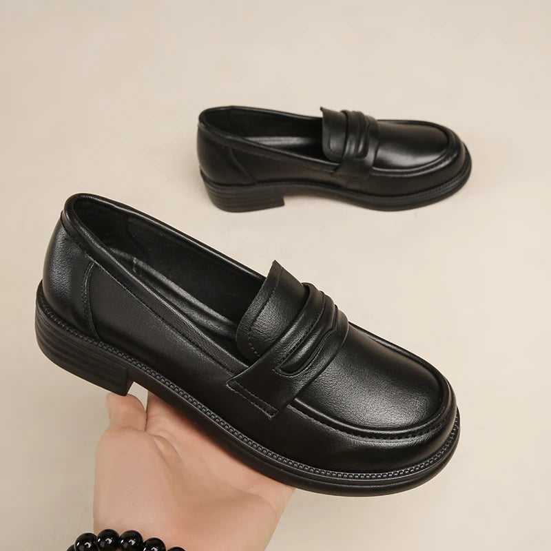 Women Slip On Leather Loafers Casual Flat Shoes For Comfort