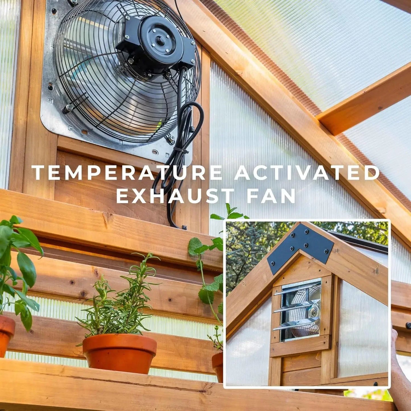 Cedar Walk-In Greenhouse Kit With Pergola Exhaust Fan Windows