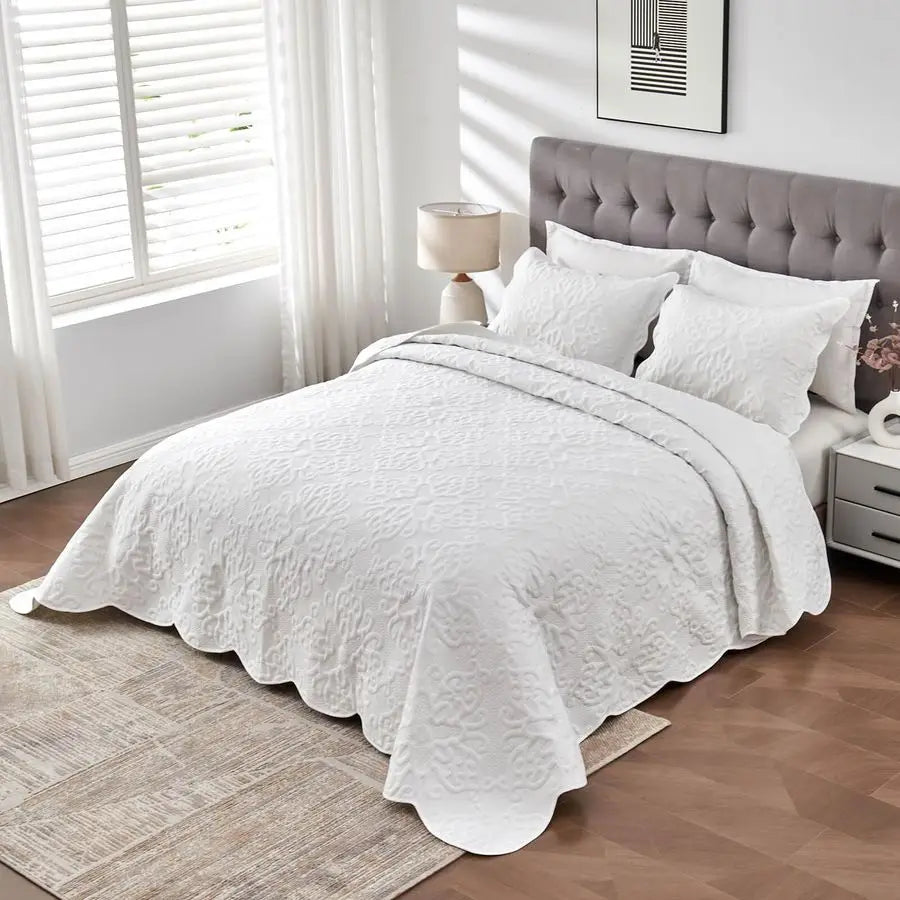 Lightweight 3 Piece Quilted Coverlet Set 100 Percent Cotton