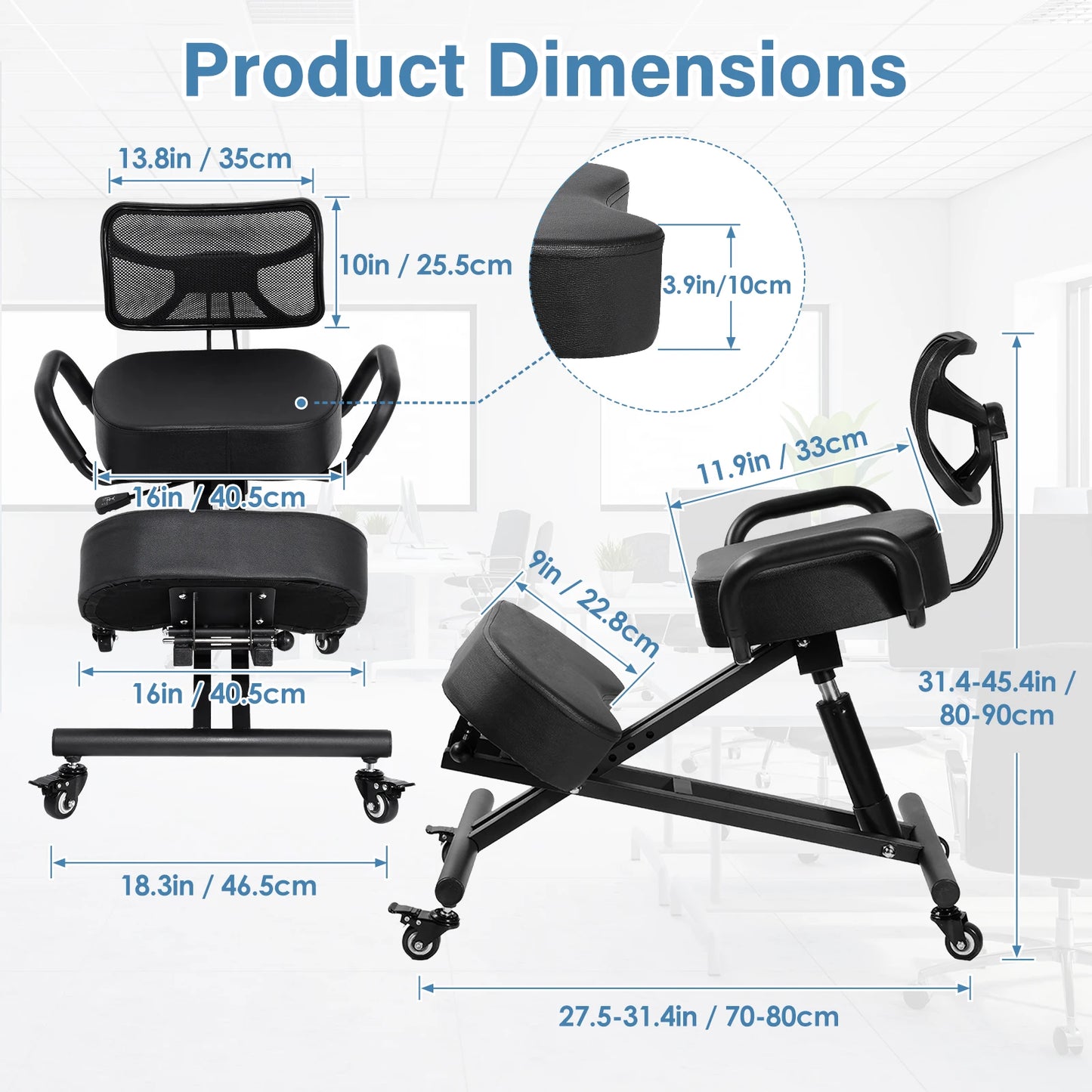 Kneeling Chair With Back Support For Office Ergonomics