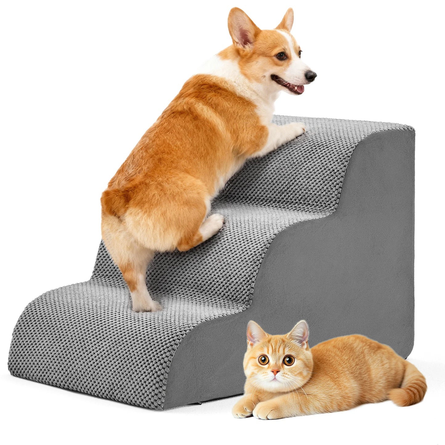 Curved Foam Pet Stairs for Dogs & Cats