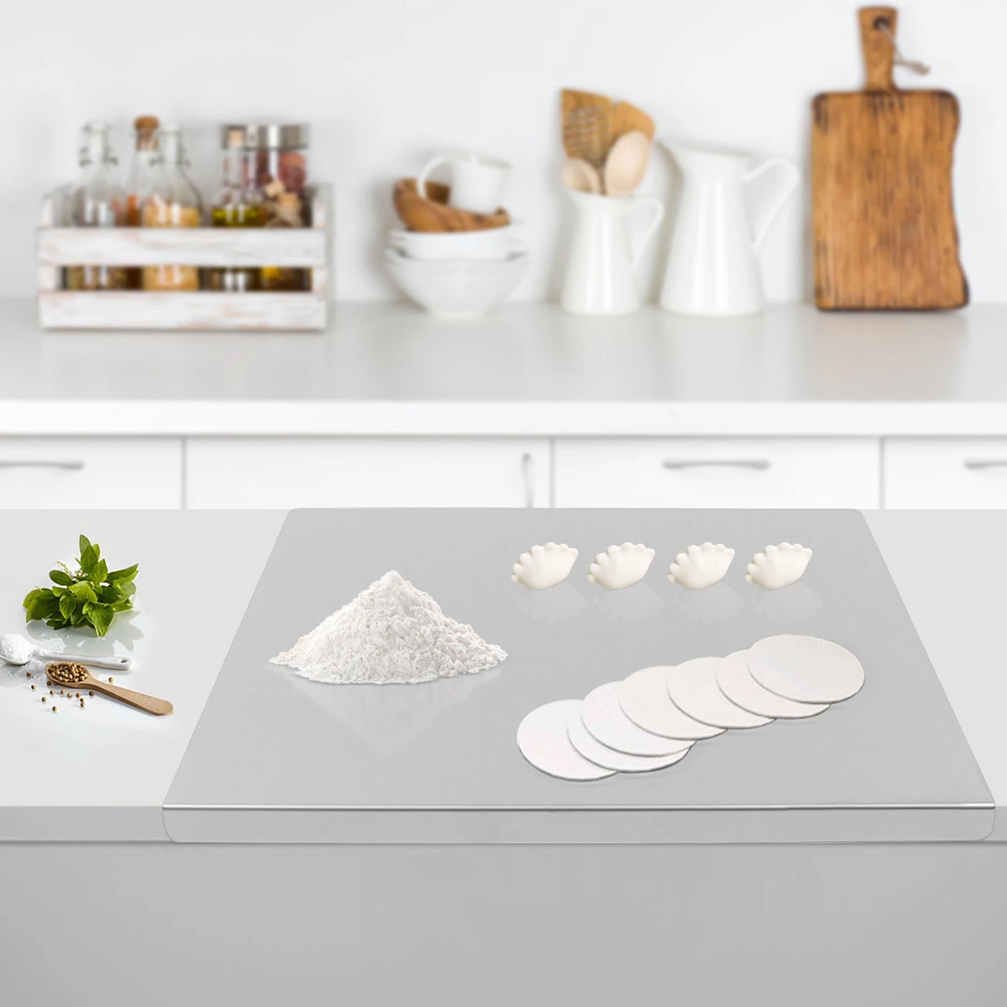 60x50cm Stainless Steel Chopping Board with L-Shaped Folded Edge