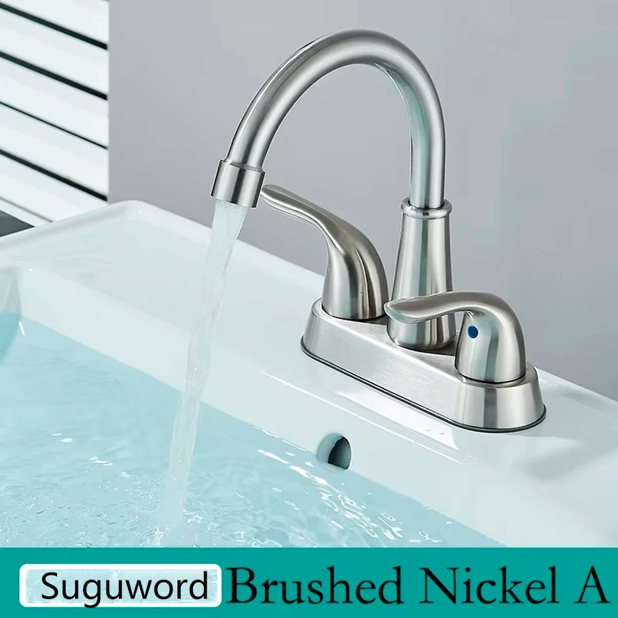 Two-Hole Deck Mounted Dual-Handle Bathroom Faucet