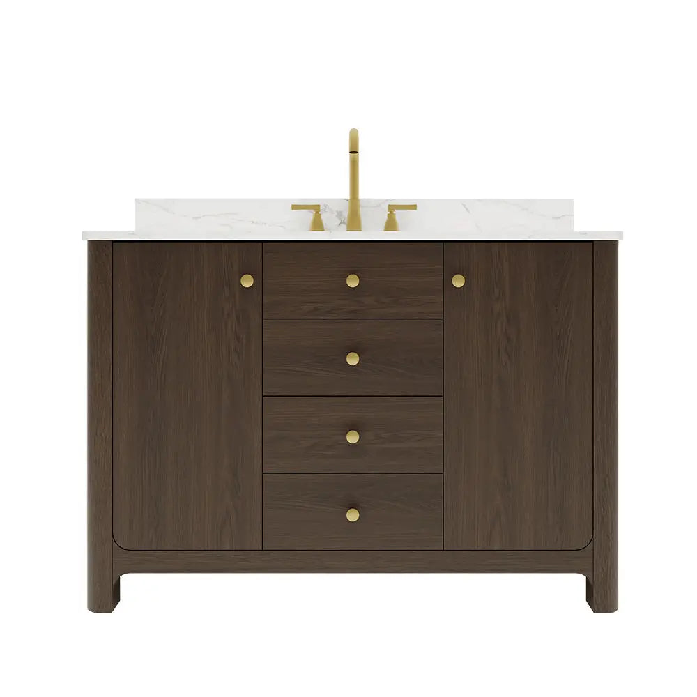 Modern Minimalist Wooden Bathroom Vanity Cabinet With Basin Sink