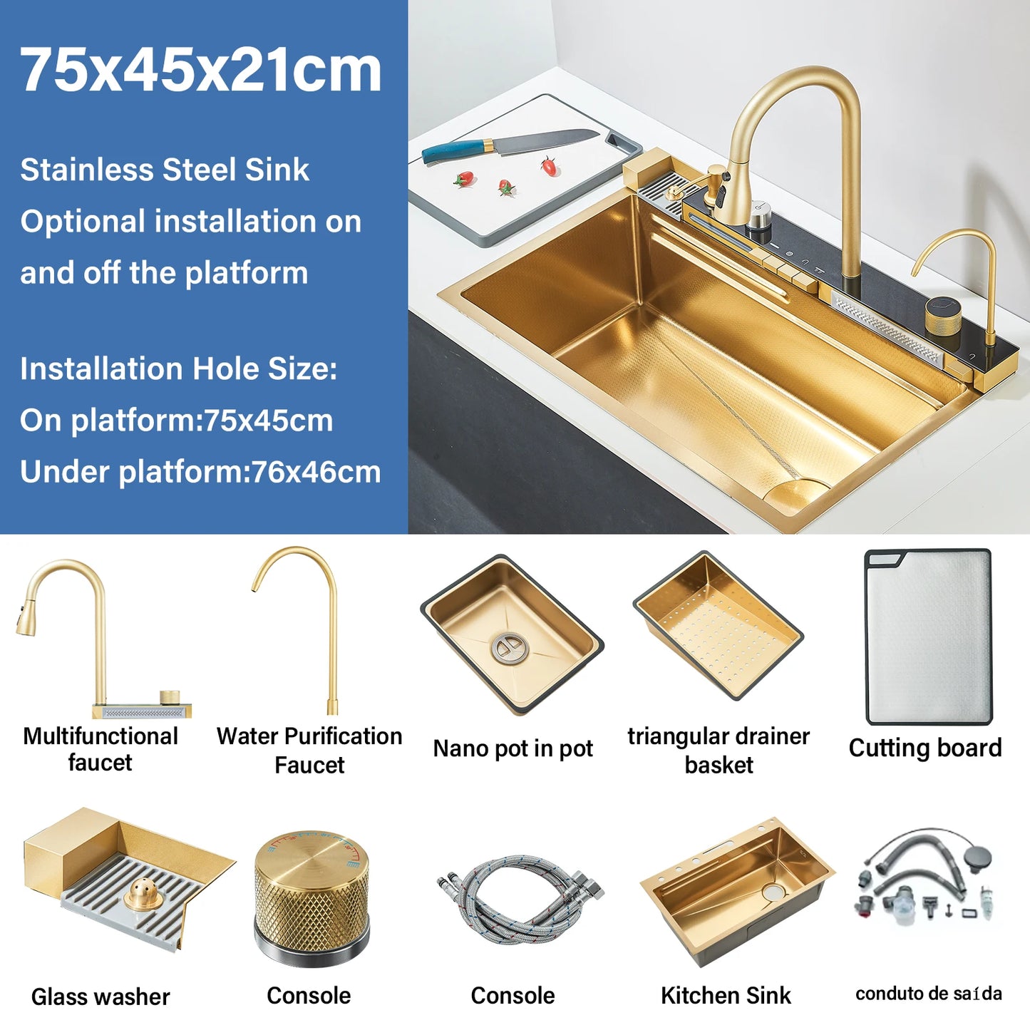 Double Waterfall  Stainless Steel Kitchen Sink