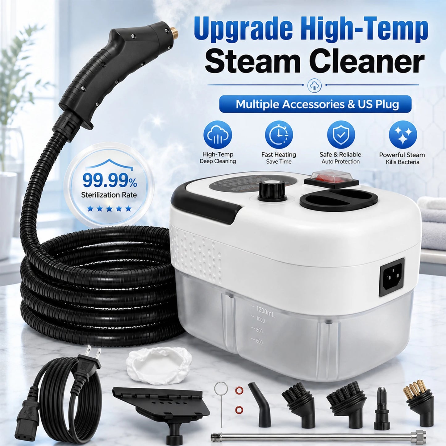 2500W 110V High Temperature Steam Cleaner Portable Handheld With Accessories