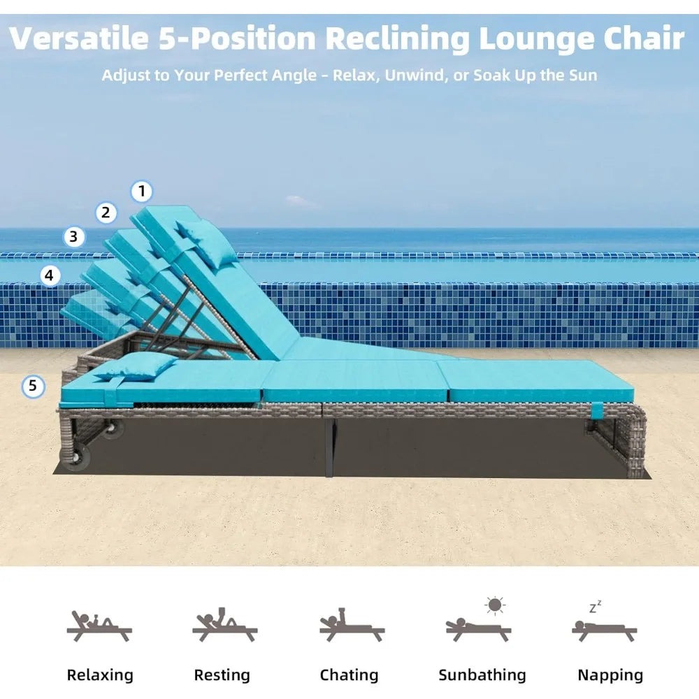 Outdoor Lounge Chairs Set of 2 With Adjustable Backrest