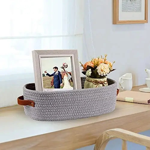 Cotton Rope Storage Basket With Handles For Bathroom