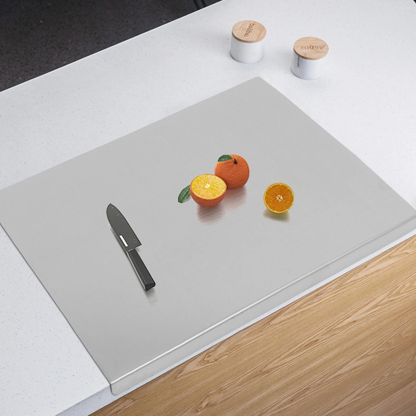 60x50cm Stainless Steel Chopping Board with L-Shaped Folded Edge