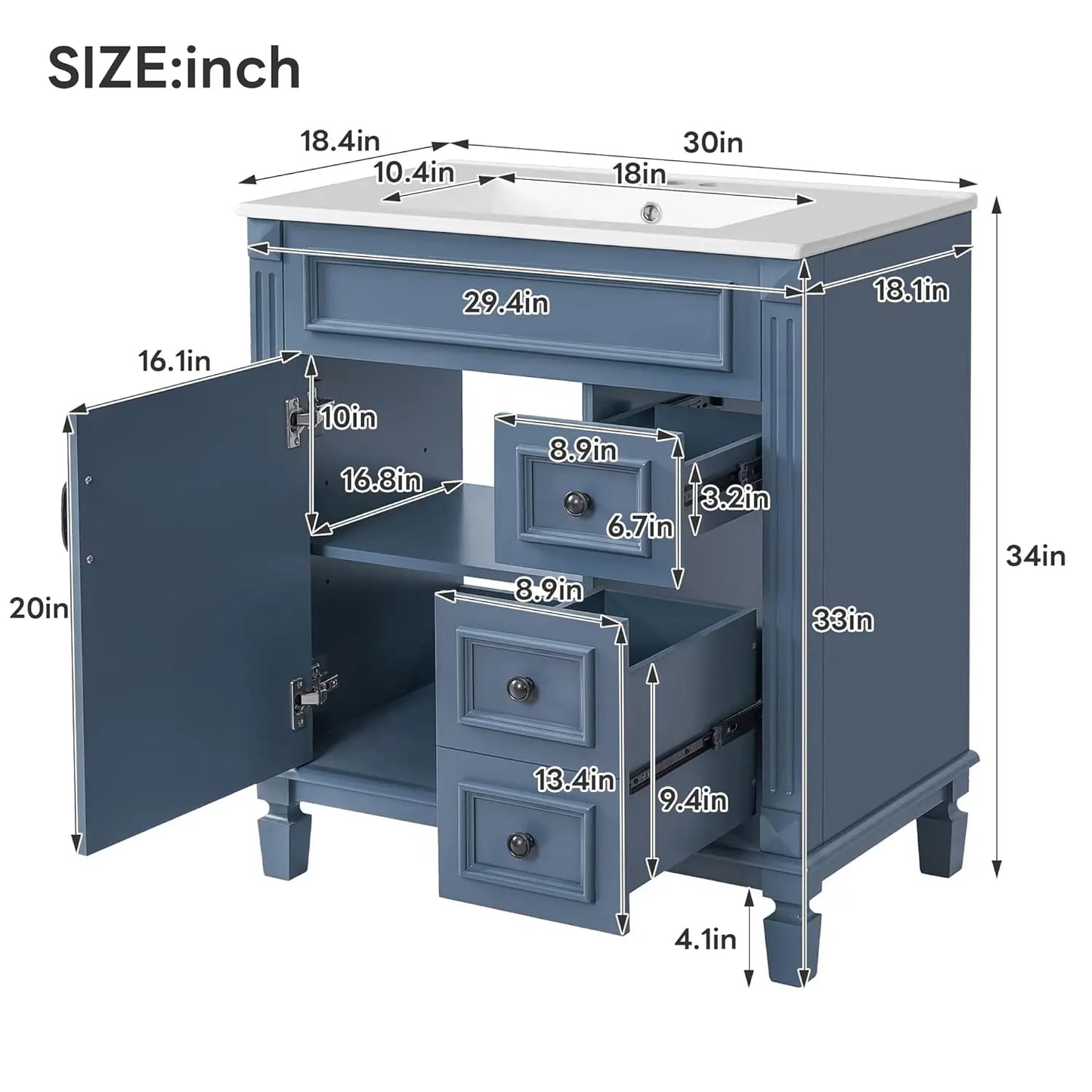 Modern Bathroom Vanity Cabinet With Single Sink And Towel Bar