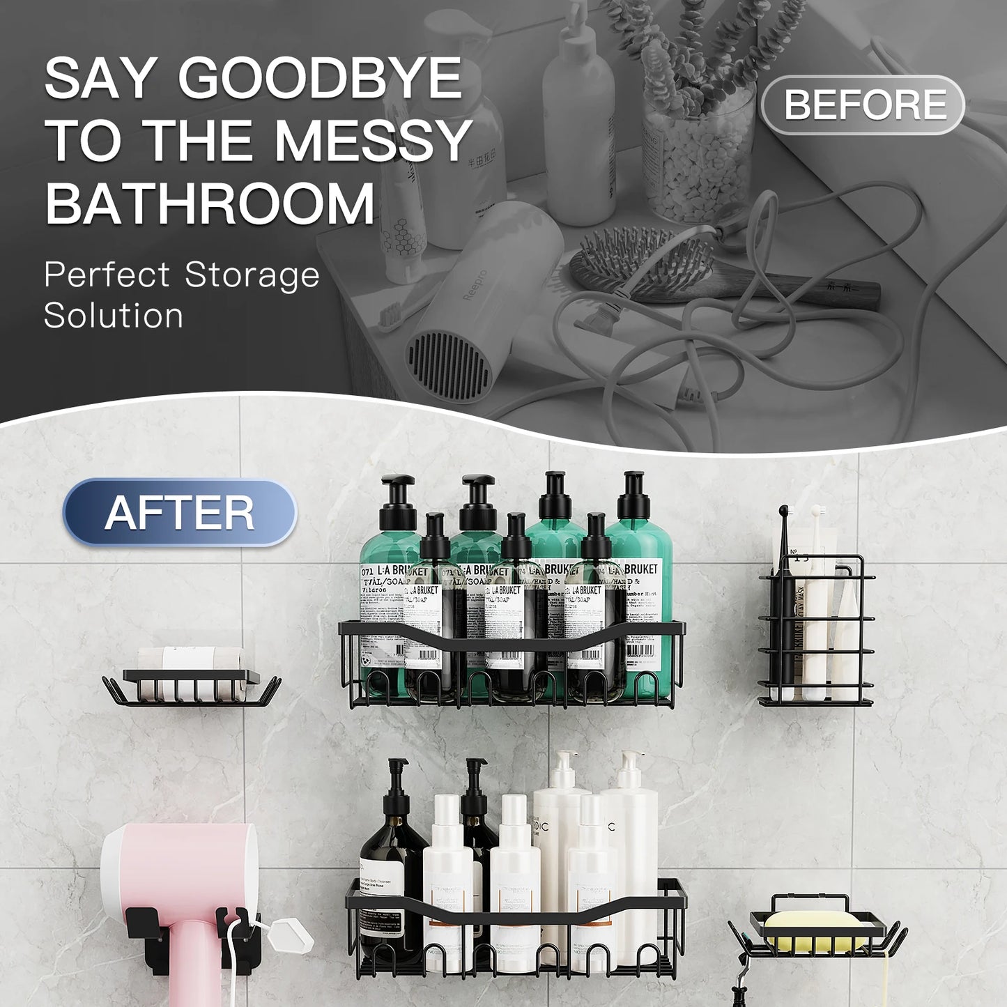 Wall Mounted Stainless Steel Bathroom Shelves One Tier