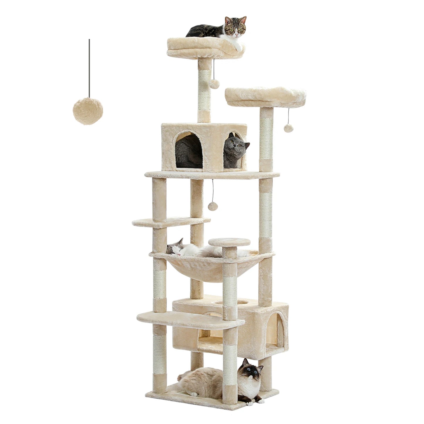 Large Cat Tree and Tower With Sisal-Covered Scratching Posts