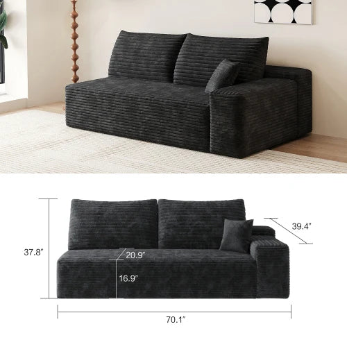 YQXH Cloud Style Corduroy Covered Sectional Sofa U Shaped