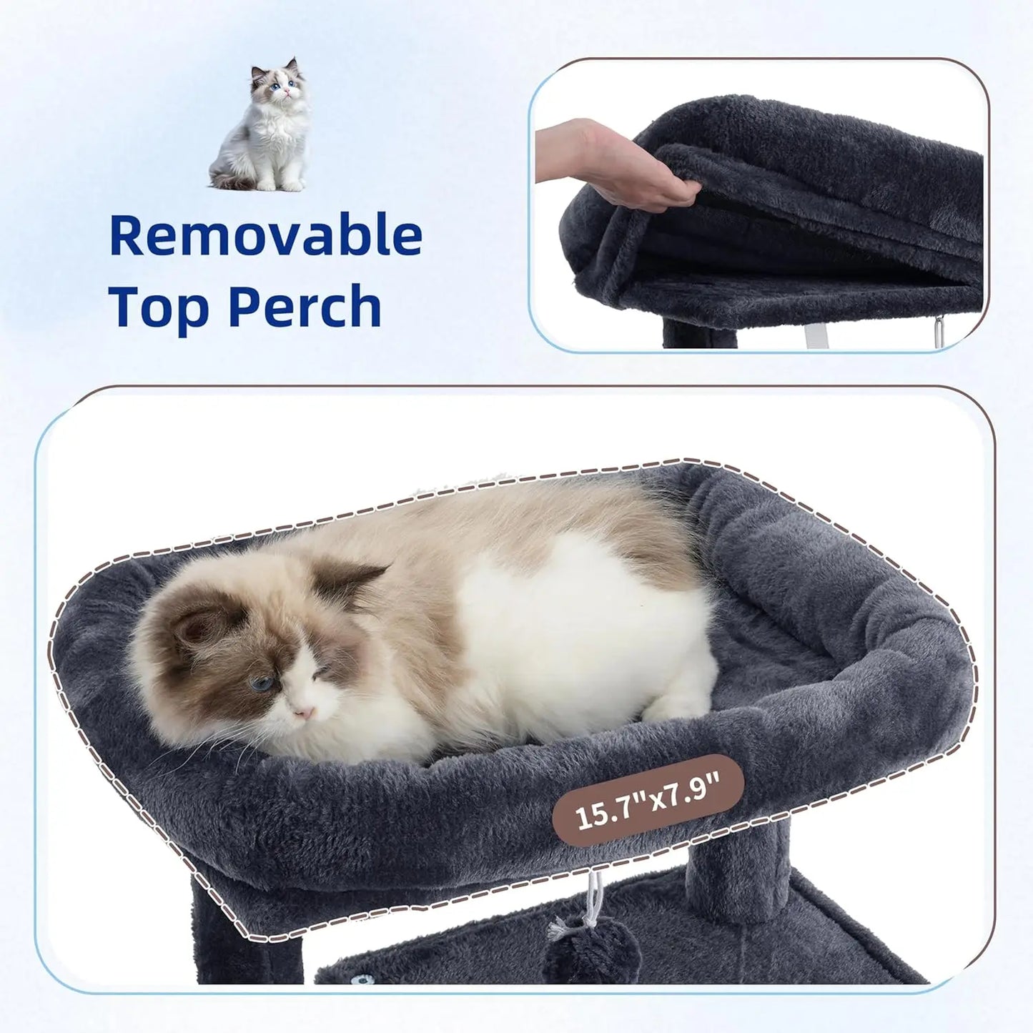 Sturdy Steel Cat Tree Tower With Hammock And Scratching Post