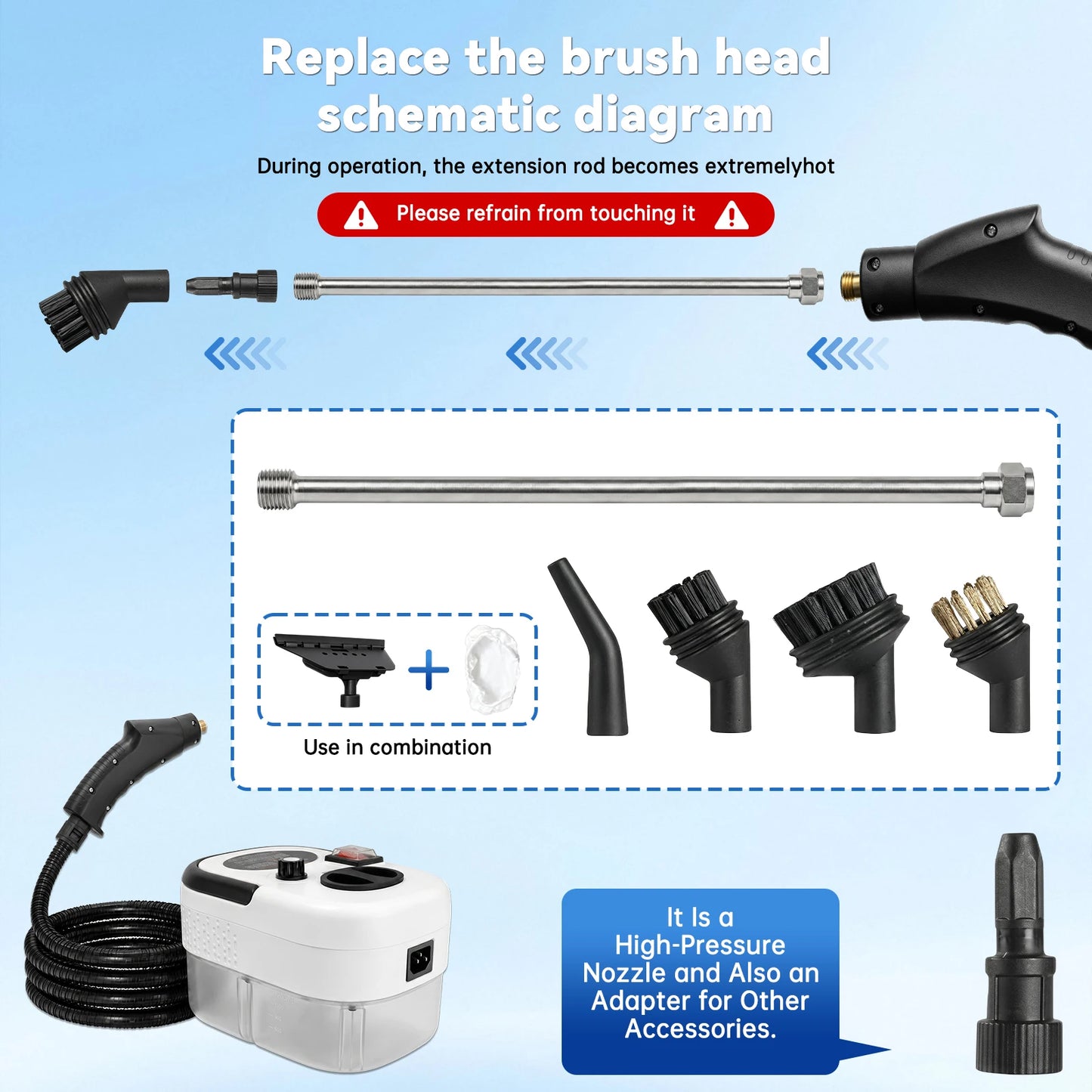 2500W 110V High Temperature Steam Cleaner Portable Handheld With Accessories