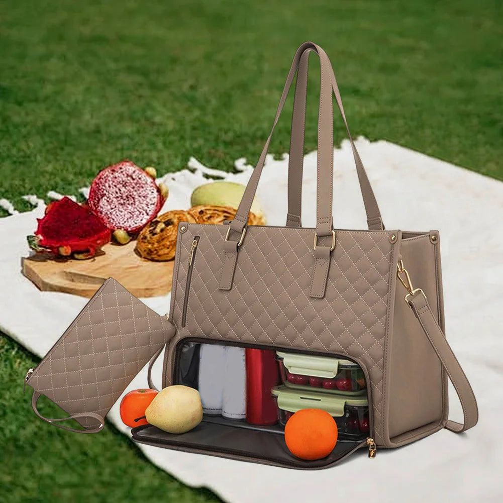 APWIKOGER Women 2 In 1 Lunch Bag Quilted Handbag Purse