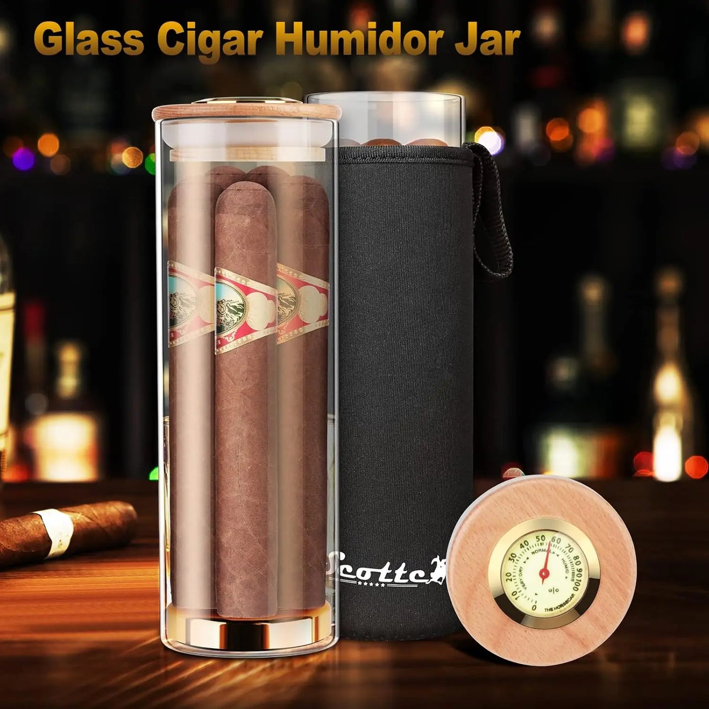 Tesonway Cigar Case Humidor Gift Box Holds 4 Cigars