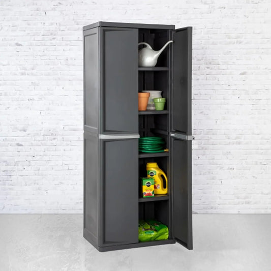 Sterilite Lockable 4-Shelf Cabinet With Adjustable Shelves