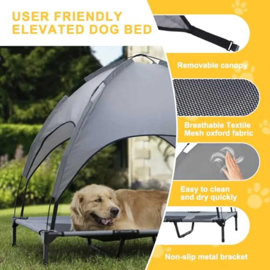Elevated Dog Bed With Canopy For Durable Indoor Comfort