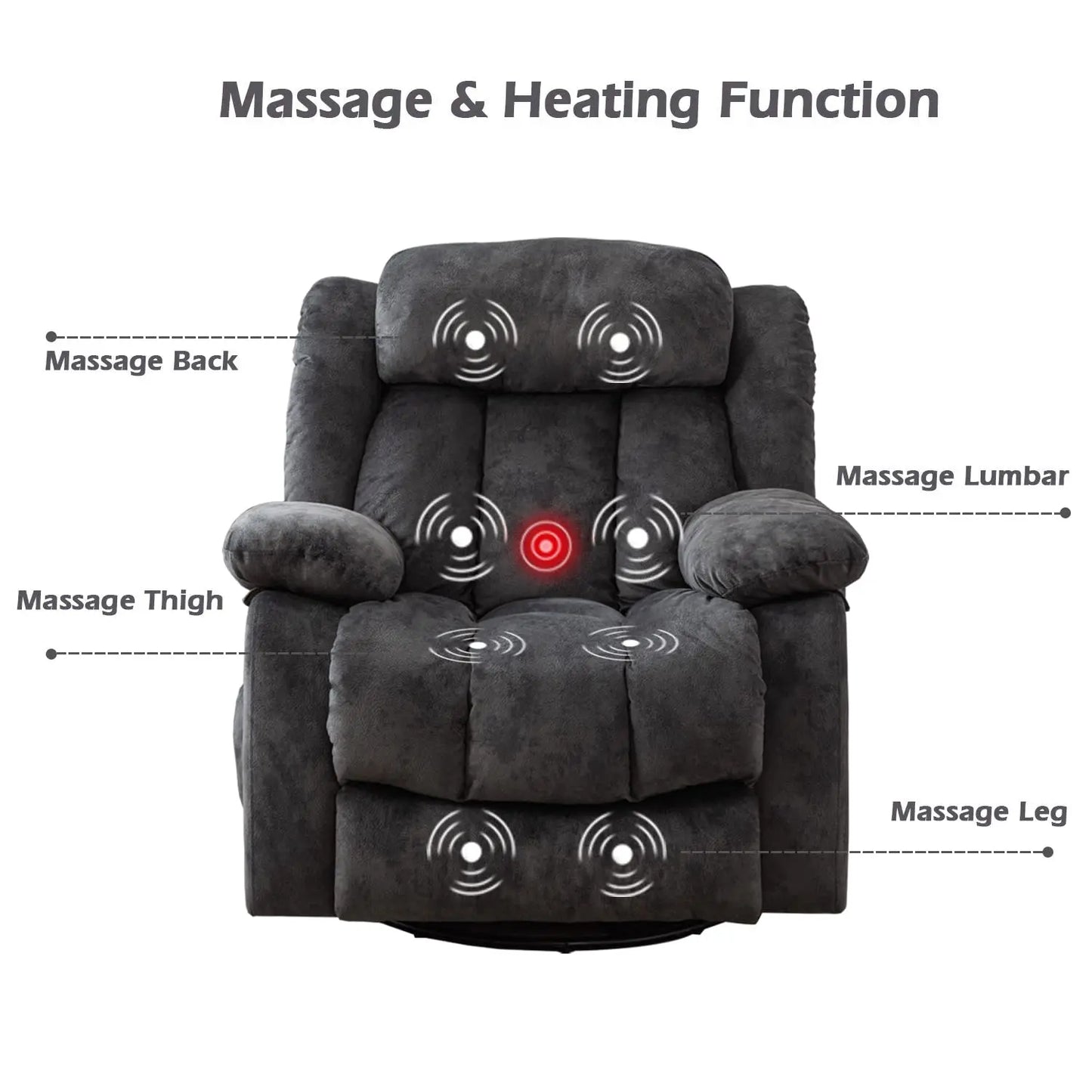 Massage Swivel Rocker Recliner Chair With Heat And Vibration