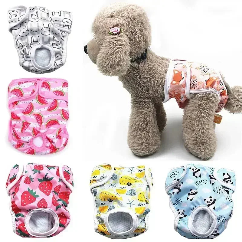NONECN Washable Dog Diapers Physiological Panties Cartoon Print